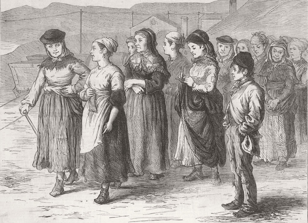 Associate Product WALES. Strike, South. Tip girls leaving Dowlais works 1871 old antique print