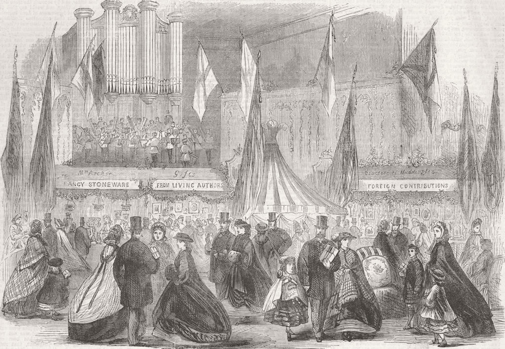 EDINBURGH. Bazaar, music-hall for Imbecile kids 1863 old antique print picture