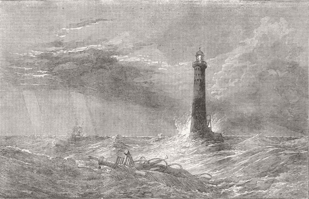SEASCAPES. The lighthouse 1855 old antique vintage print picture