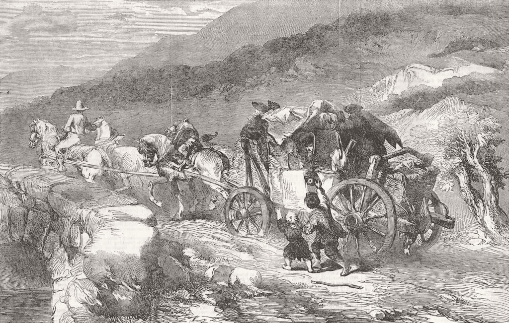 TRANSPORT. Stage-coach of last century 1855 old antique vintage print picture