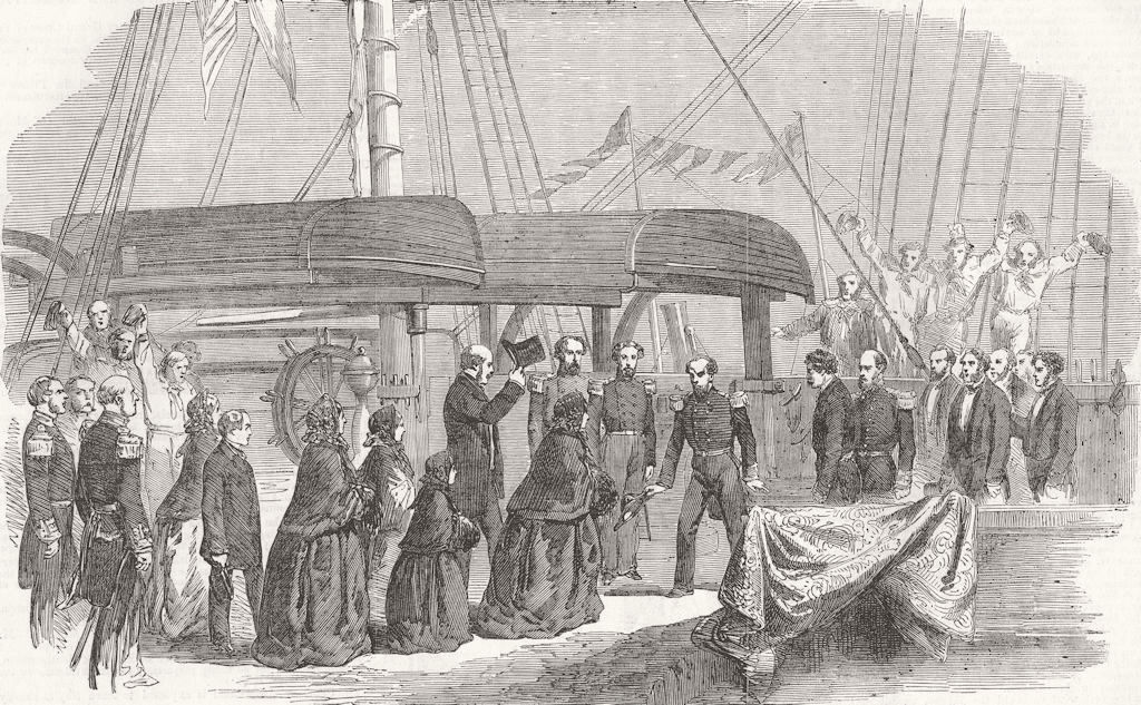 ROYALTY. Capt Hartstein(Resolute) mtg Queen 1856 old antique print picture