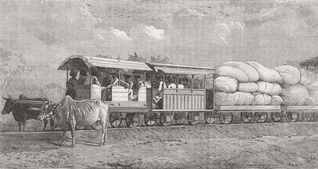 INDIA. Indian Tramway 1863 old antique vintage print picture