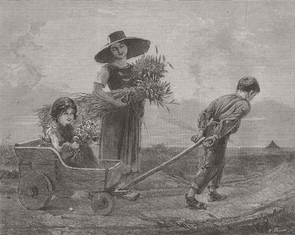 CHILDREN. Cleaners returning home 1865 old antique vintage print picture