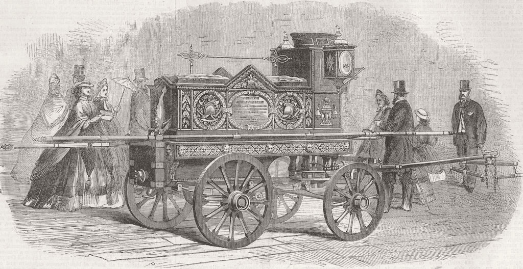 LAMBETH. Fire-engine given to Hodges by residents 1862 old antique print