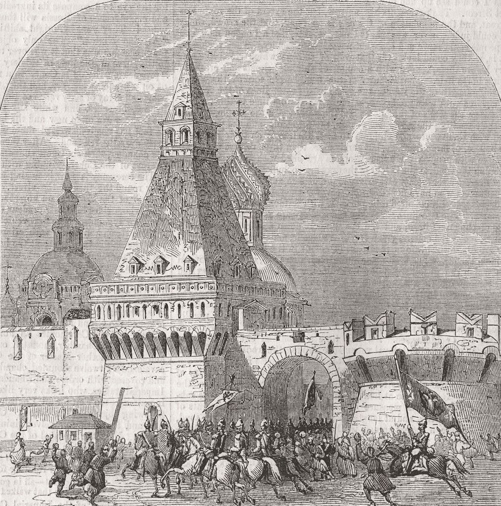 RUSSIA. Gateway of St Nicholas, Moscow 1856 old antique vintage print picture