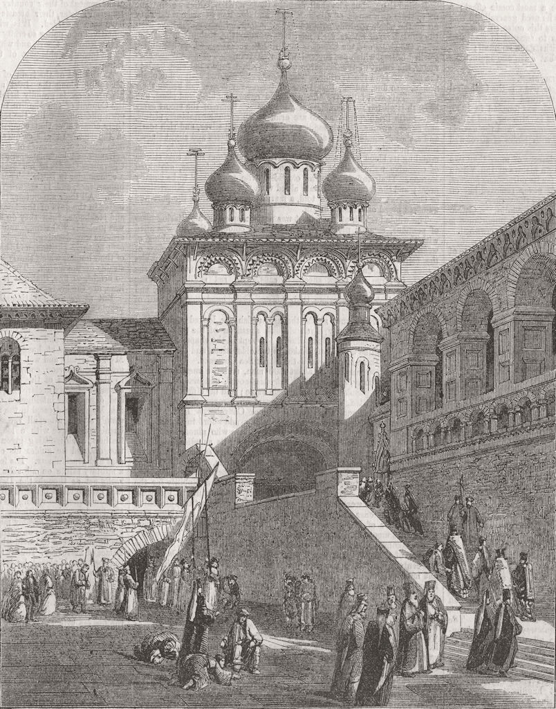 RUSSIA. Cathedral of 12 apostles, Moscow 1856 old antique print picture