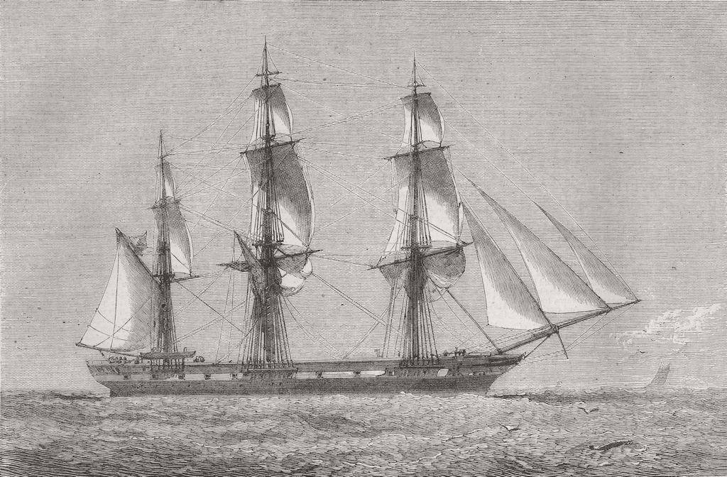 KENT. Ship Northfleet, sunk, Dungeness 1873 old antique vintage print picture