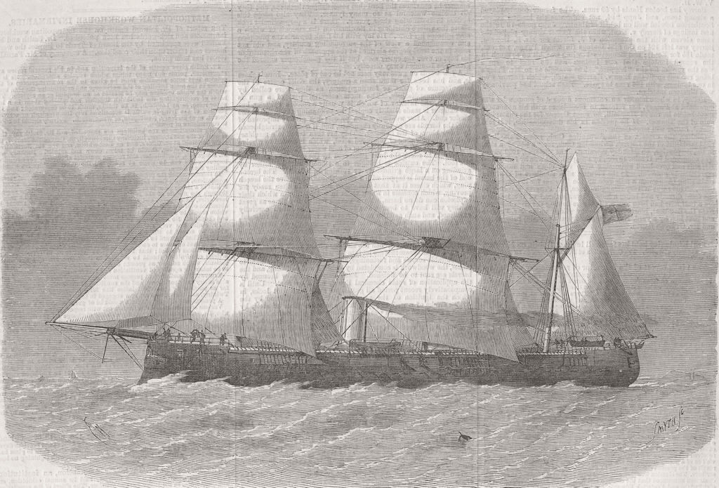 IRELAND. HMS Amazon, sloop of wa 1866 old antique vintage print picture