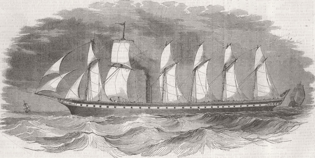Associate Product GLOS. Gt Britain steam ship, Bristol 1843 old antique vintage print picture