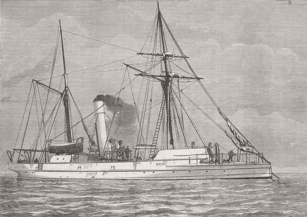 SHIPS. 38 ton gunboat delta, for Chinese Govt 1877 old antique print picture
