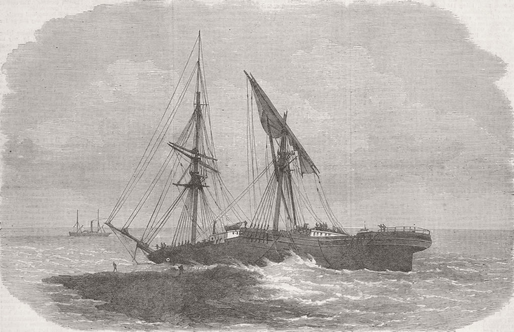 AUSTRALIA. Wreck of young, Moreton Island, Queensland 1872 old antique print