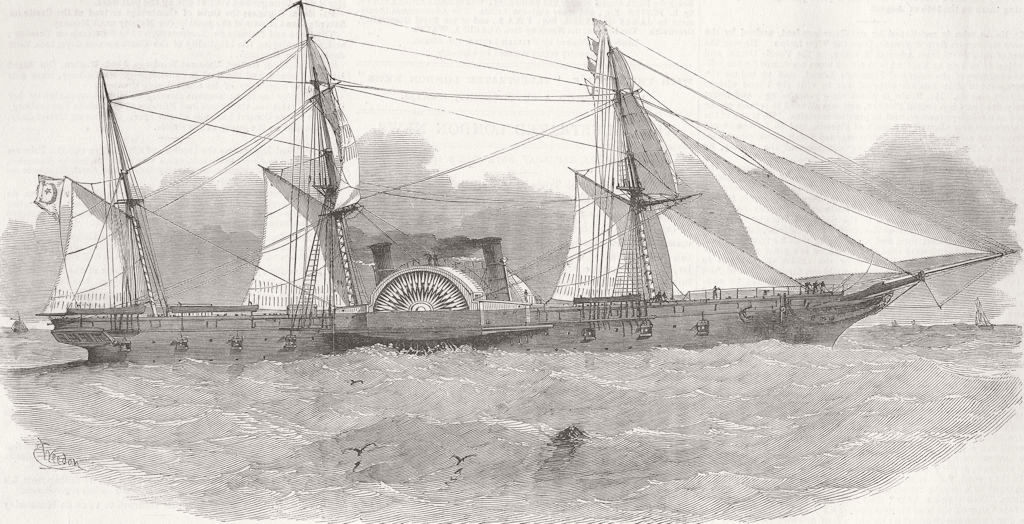 EGYPT. Ship Faid Gihaad, built for Pacha of  Egypt 1852 old antique print
