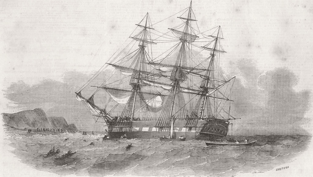 Associate Product INDIA. Ship Centaur, of Kolkata, lost, Arabia 1852 old antique print picture