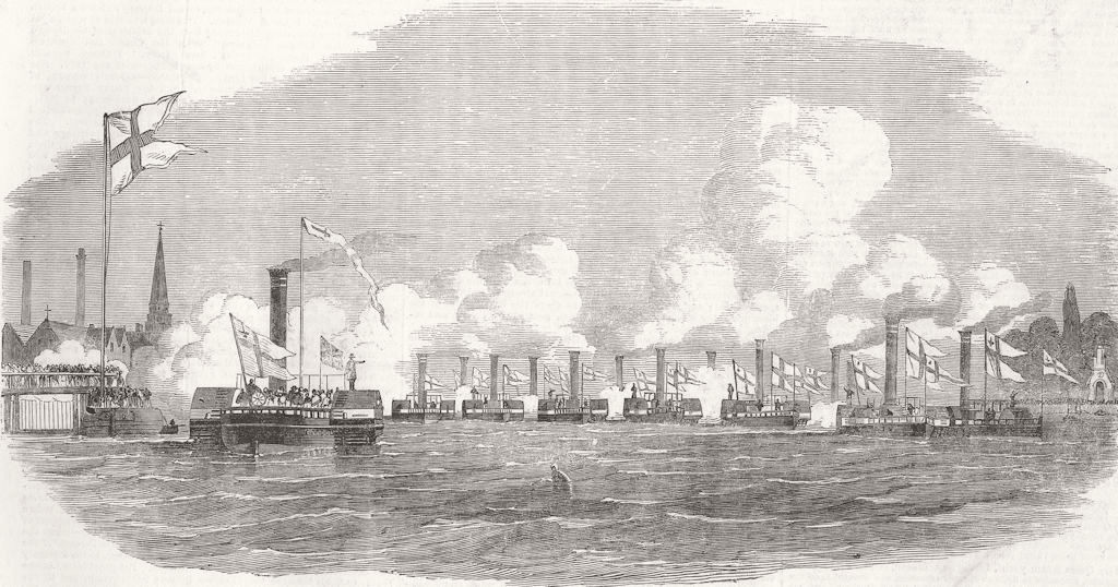 LONDON. City Steamboat Co's ships 1852 old antique vintage print picture