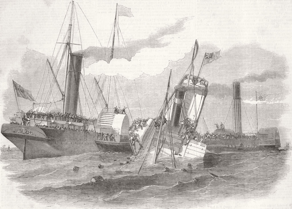 KENT. Ship crash, Northfleet point 1852 old antique vintage print picture
