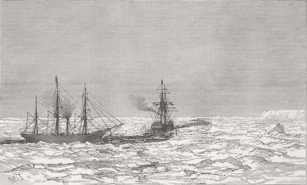 POLAR REGIONS. Discovery, channel, Ice 1876 old antique vintage print picture