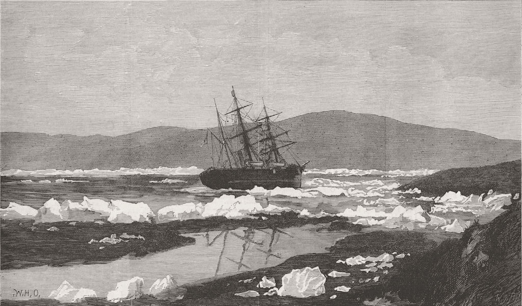 NORTH POLE. Expedition. Discovery, shore, Bay 1876 old antique print picture