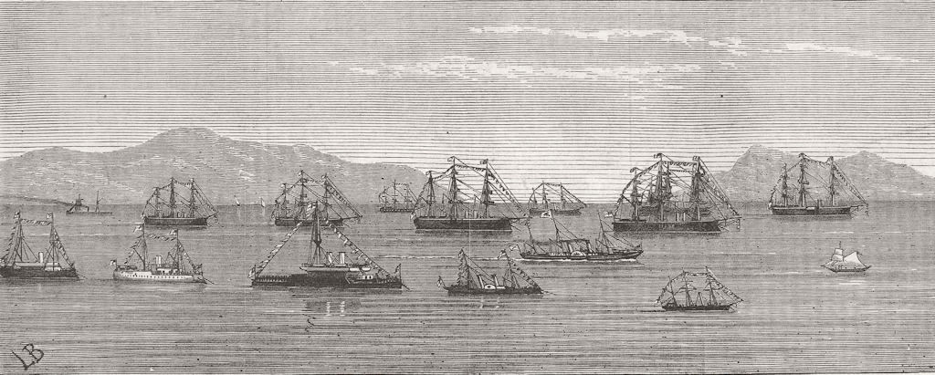 TURKEY. British fleet, Besika Bay 1876 old antique vintage print picture