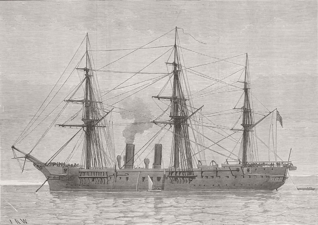 Associate Product SHIPS. H M S Boadicea 1876 old antique vintage print picture