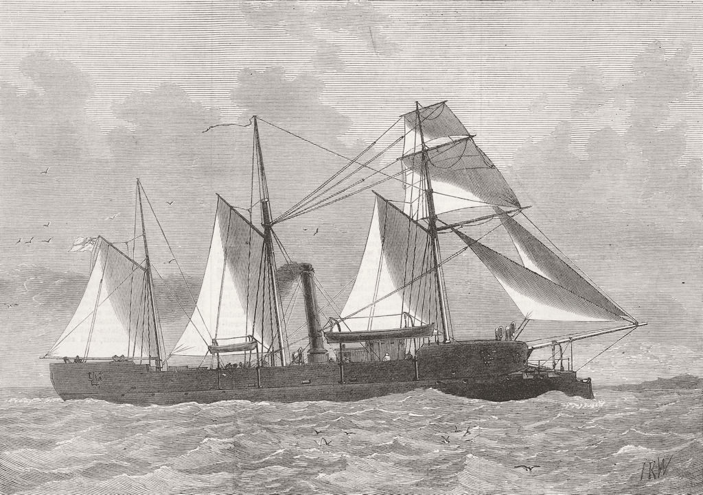 SAUDI ARABIA. New gunboat Medina, for river service 1876 old antique print