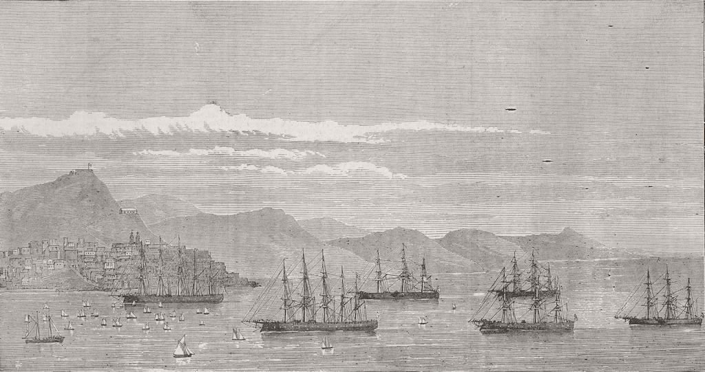 VIGO. 1st Spanish Republic. channel fleet Regatta 1874 old antique print
