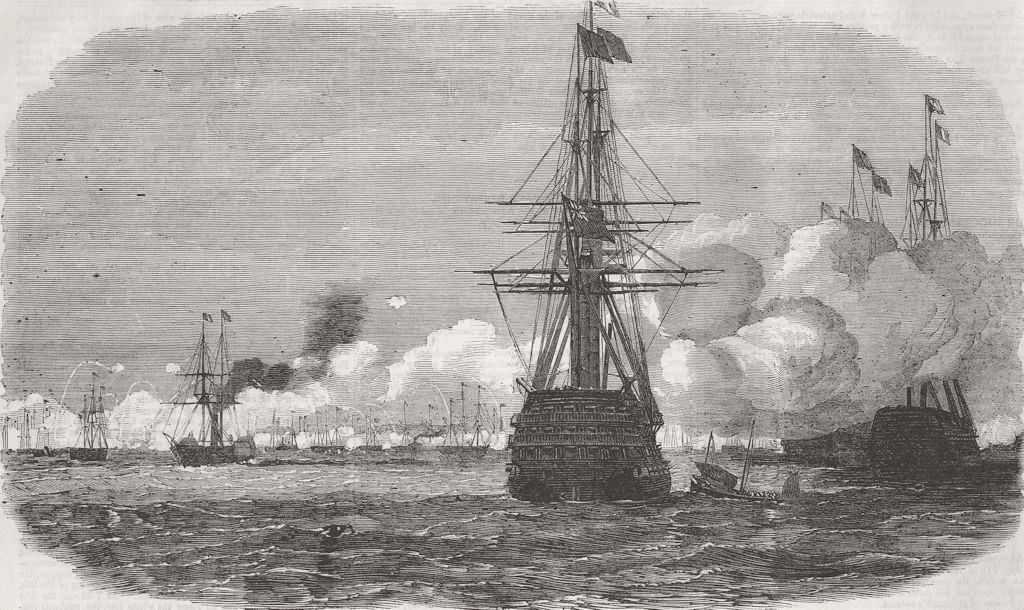 FINLAND. Attack on Ft of Suomenlinna  1855 old antique vintage print picture