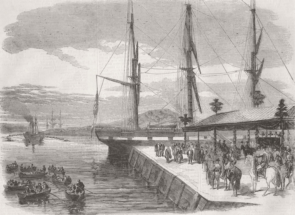 PORTS. The Star approaching the quay 1855 old antique vintage print picture