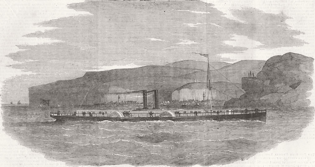 ROMANIA. -paddle-wheel Danube ship, Tachtalia 1854 old antique print picture