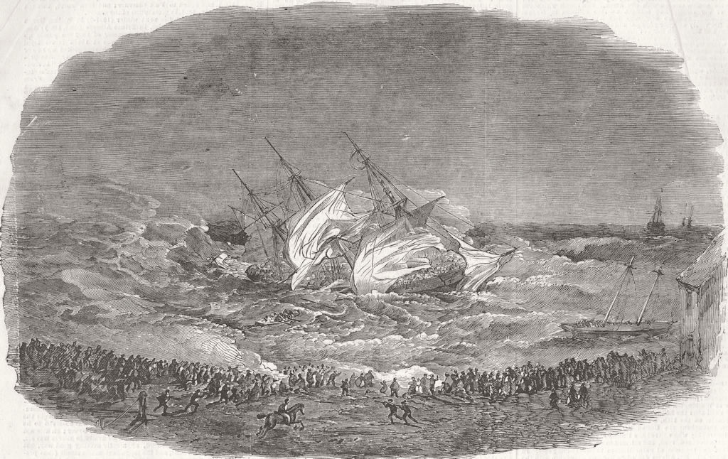 SOUTH AFRICA. Shipwreck Charlotte lifeboat rescue 1854 old antique print