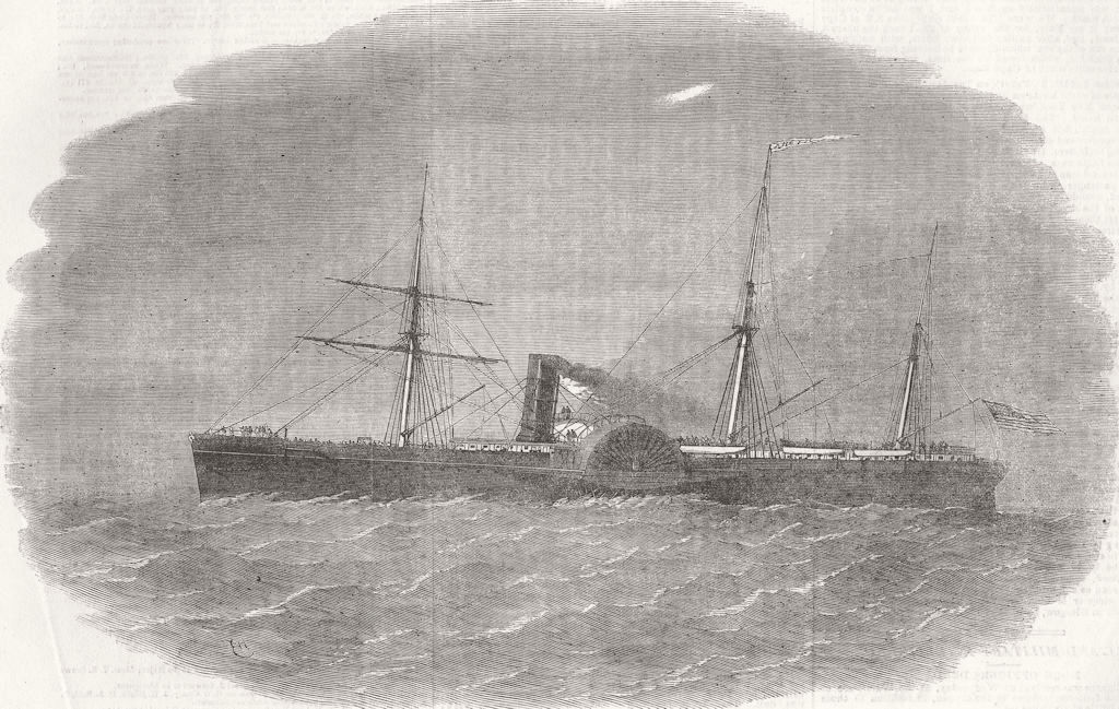 Associate Product ARCTIC. Ship 1854 old antique vintage print picture