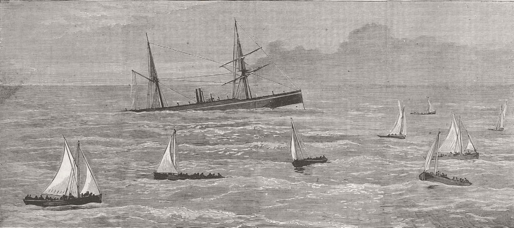 DISASTERS. Boats, ship 1880 old antique vintage print picture