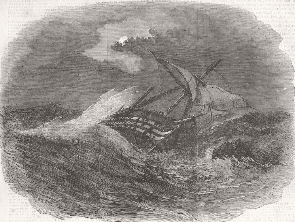 TURKEY. Egyptian shipwreck between Istanbul & Varna 1854 old antique print
