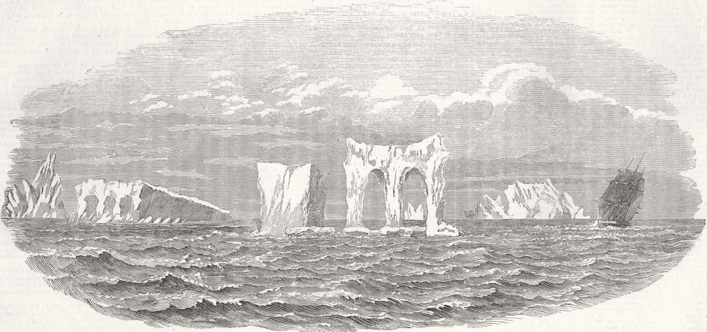 AUSTRALIA. Medway, Icebergs, way home from Melbourne 1854 old antique print