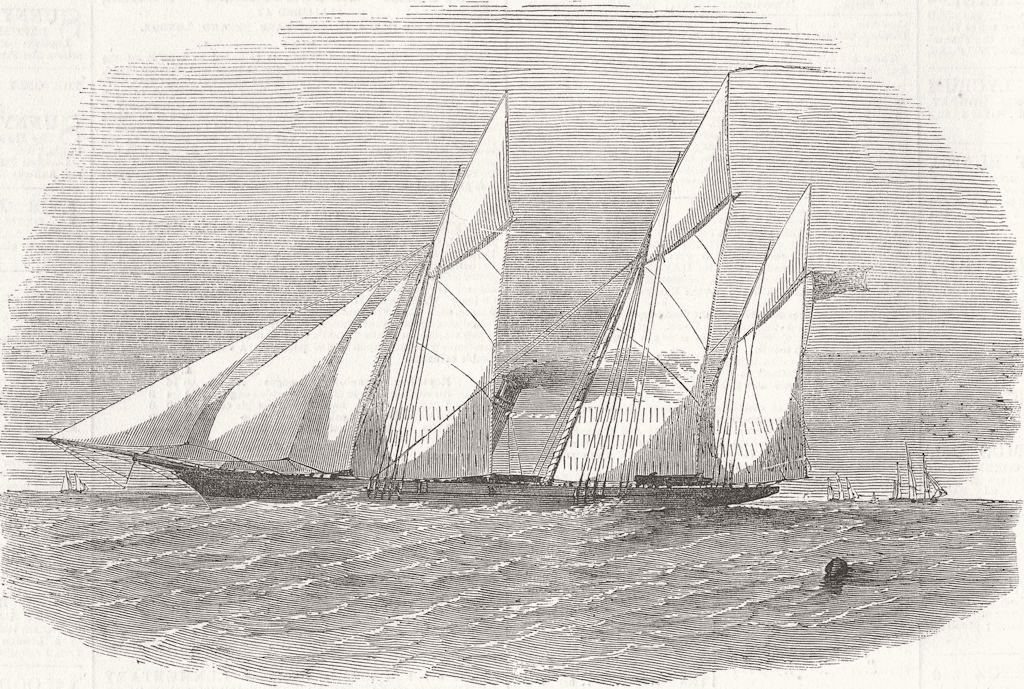 SHIPS. Gun-ship Wrangler, built for Baltic 1854 old antique print picture