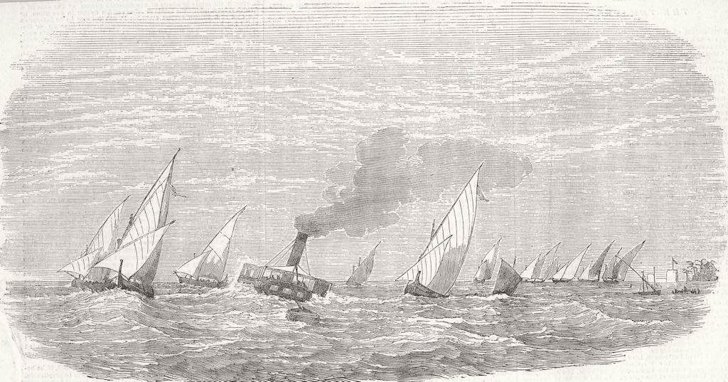 EGYPT. Ships, bar, Rosetta Nile 1854 old antique vintage print picture