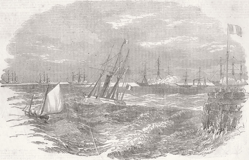CALAIS. Emperor, Harbour, to visit English fleet 1874 old antique print