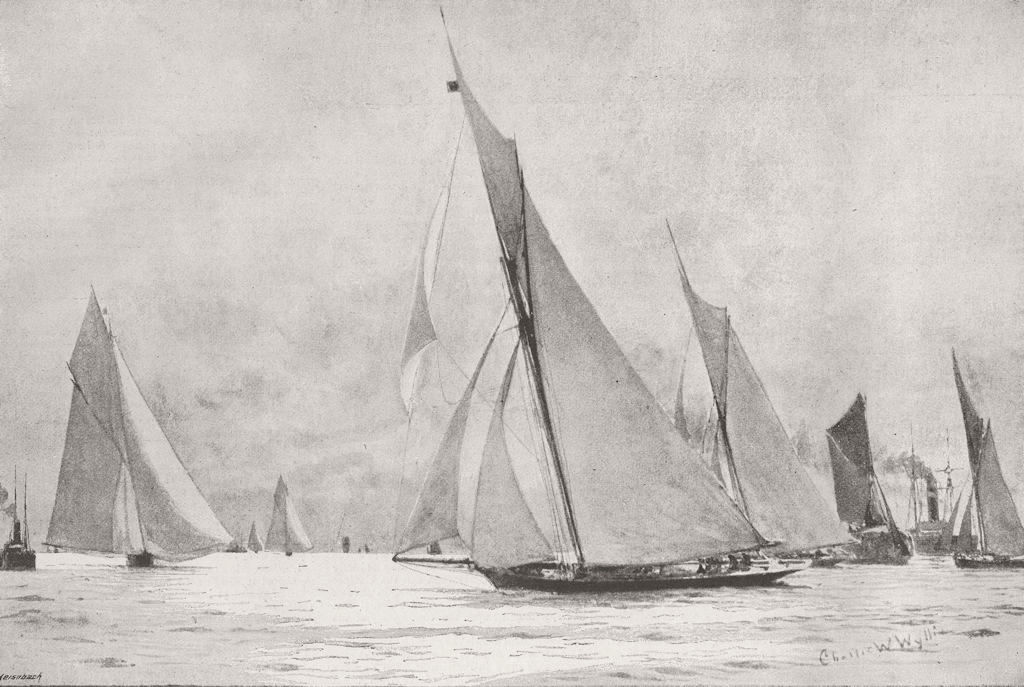 LONDON. Royal Thames Yacht Club race 1892 old antique vintage print picture