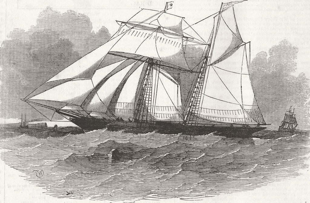 BOATS. Clipper schooner, Marian Zagury 1853 old antique vintage print picture