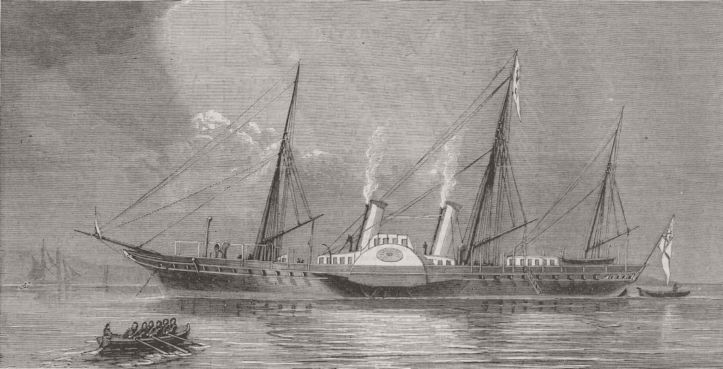 SHIPS. Prince of Waless new Yacht Osborne 1874 old antique print picture
