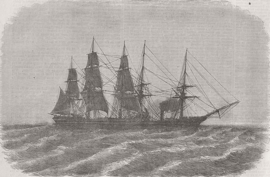 SHIPS. Loss of Lyonnais. crash 1856 old antique vintage print picture