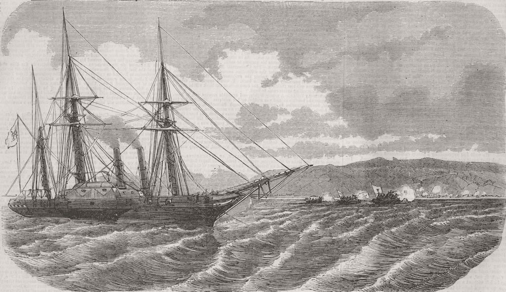 MOROCCO. Battle. Prussian Dantzic & Riff Pirates 1856 old antique print