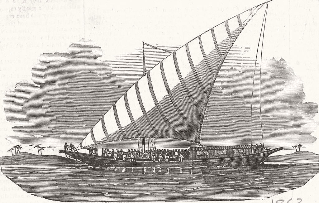 EGYPT. Nile Boat 1853 old antique vintage print picture