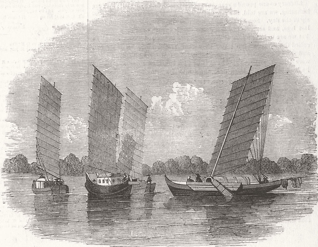 Associate Product CHINA. Boats of Hermes, Yang-Tse-Kiang River 1853 old antique print picture