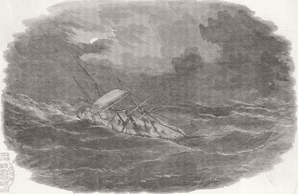 INDIAN OCEAN. Ship Argo, cyclone, Kerguelen Island 1853 old antique print