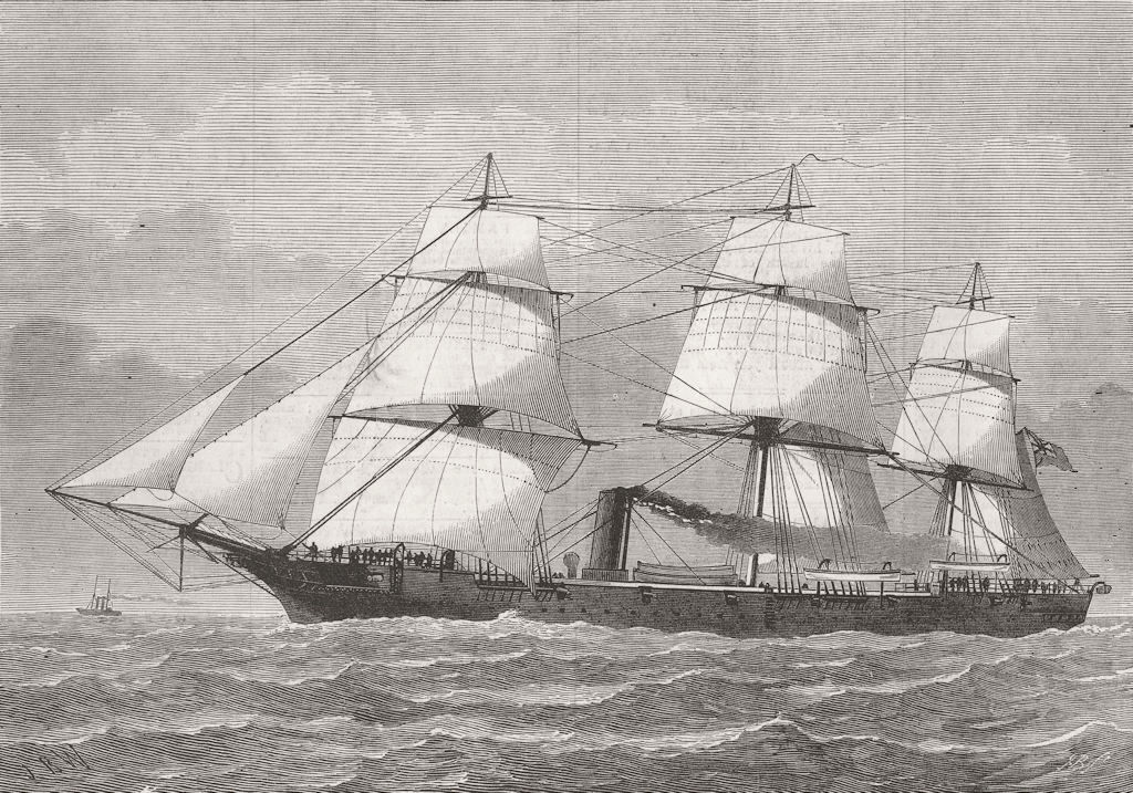 SHIPS. HMS Garnet, unarmoured Corvette 1878 old antique vintage print picture
