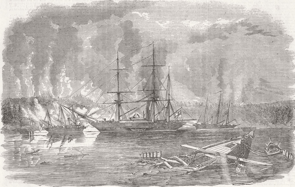 SHIPS. Royal Navy intercepting trading 1855 old antique vintage print picture