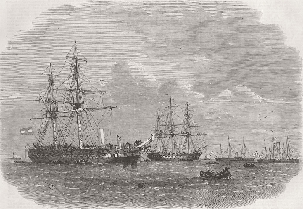Associate Product CUXHAVEN. Austro-Prussian fleet, Heligoland defeat 1864 old antique print