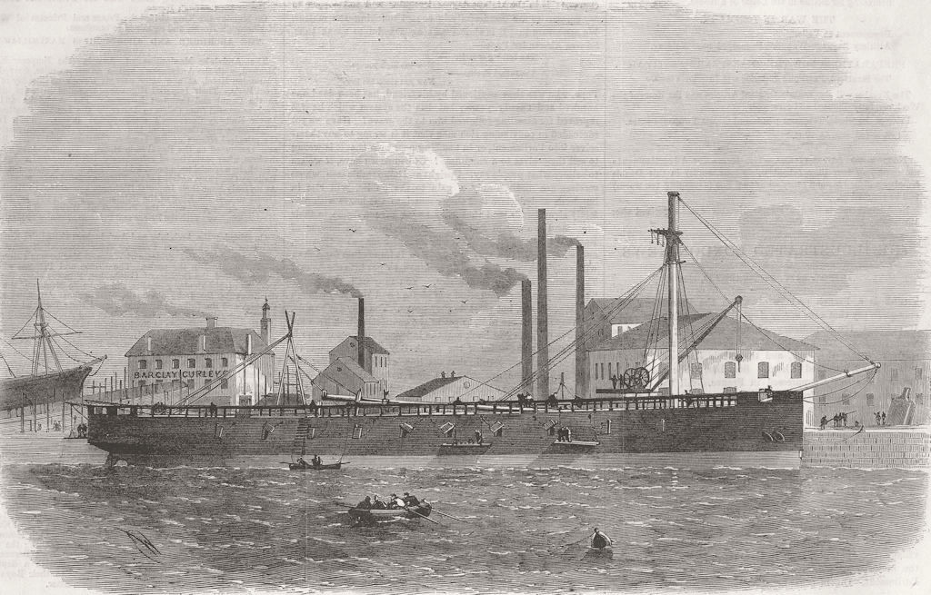 CLYDE. Armour-Clad ship built, for Danish Govt 1864 old antique print picture