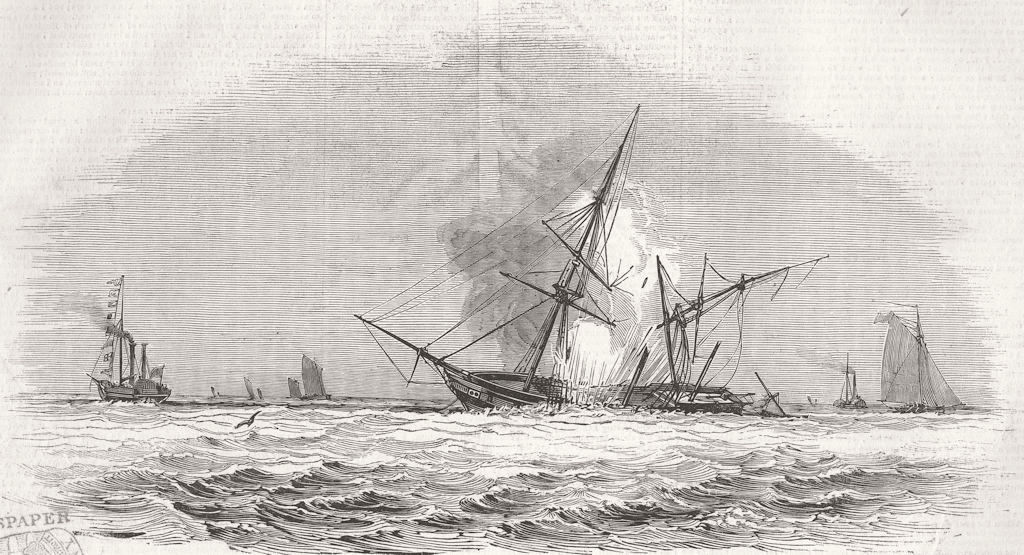 SUSSEX. Capt Warner's Test, Brighton. Explosion 1844 old antique print picture