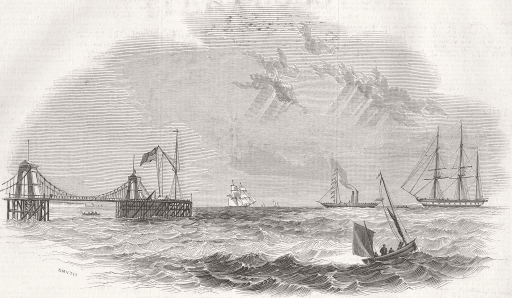 BRIGHTON. John O'Gaunt being towed to destruction 1844 old antique print